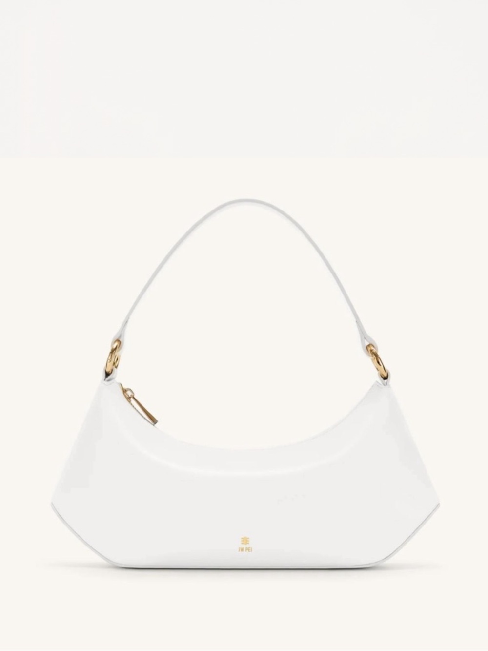 JW PEI White Crescent Shoulder Bag with Gold Hardware